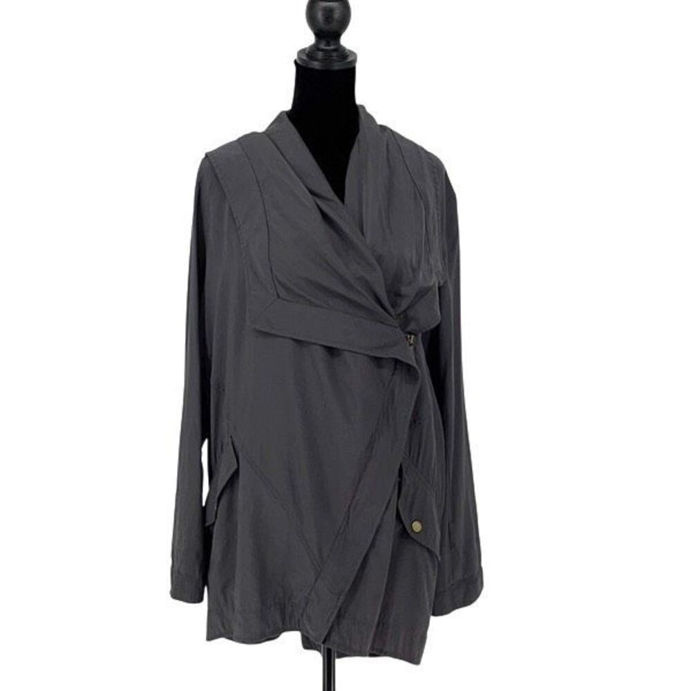 Express Womens Asymmetric Lightweight Oversized Hooded Jacket‎ Gray Small